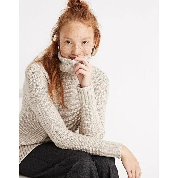 Madewell Women's Ribbed Merino Wool Alpaca Turtleneck Tunic‎ Sweater Size XL - Picture 1 of 12